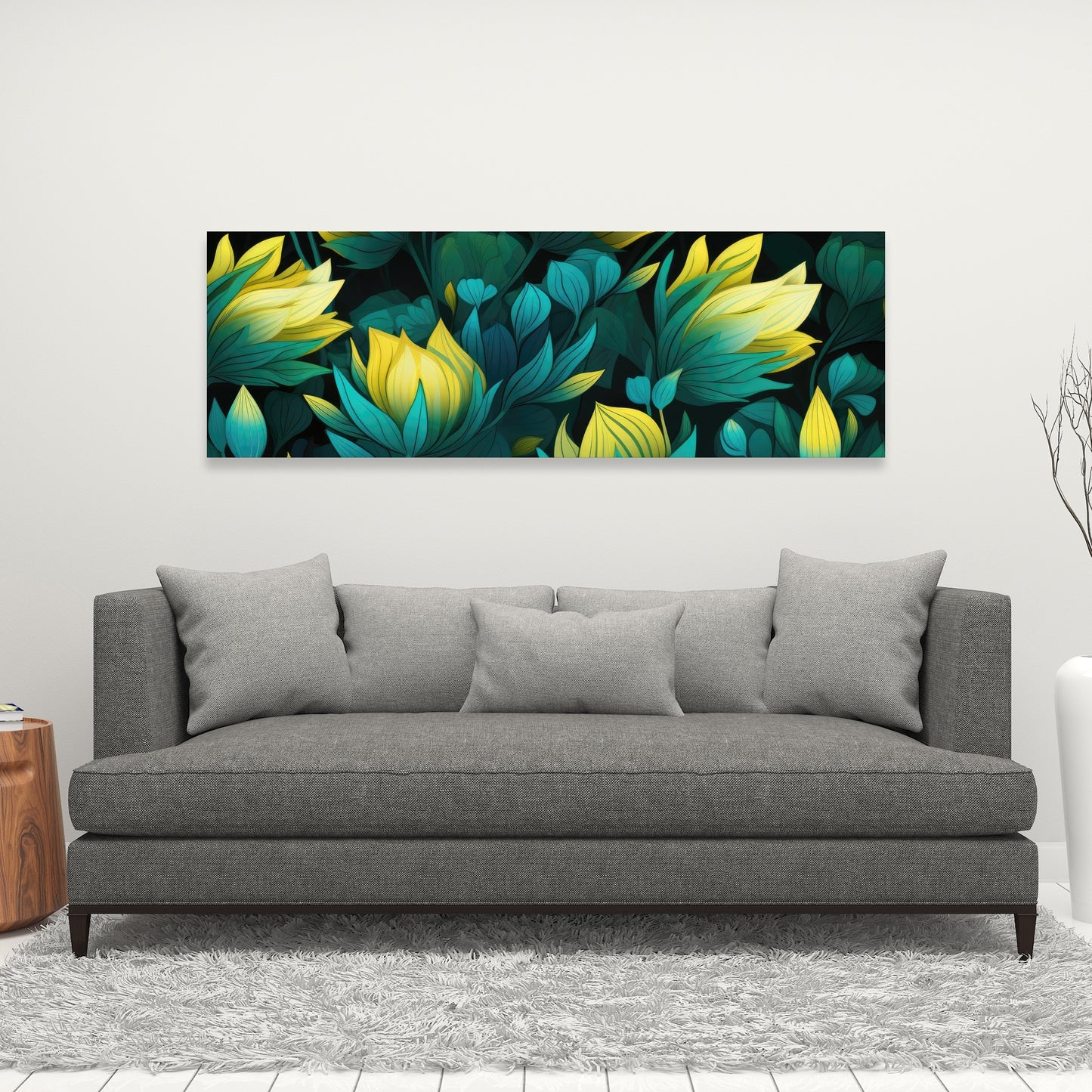 Intense Bloom - Green Canvas Art for Home Decor | Vibrant Style