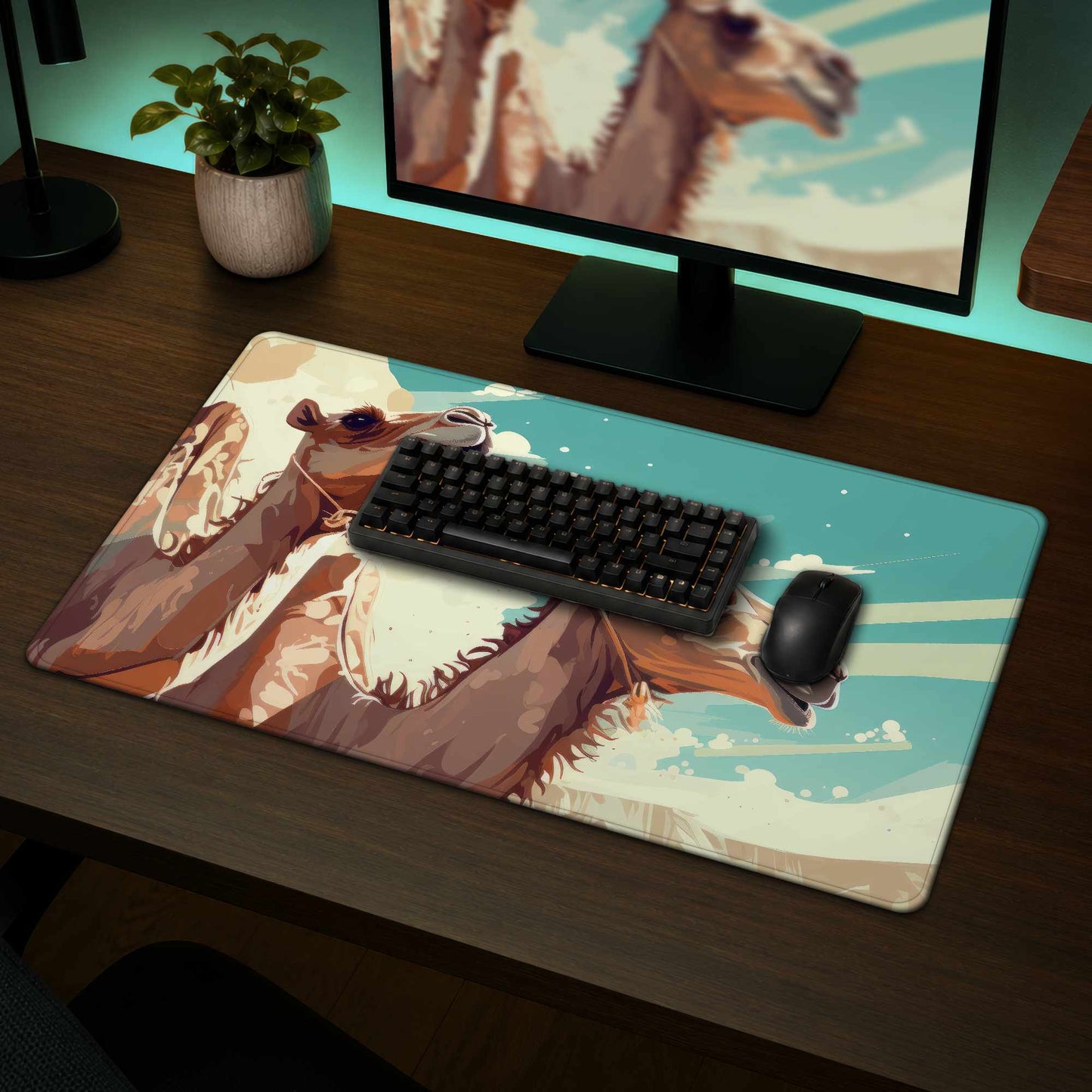 Tapis de bureau Deux Chameaux - Accessoire de bureau élégant pour la décoration intérieure