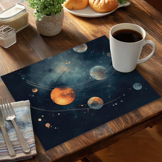 Deep Exploration - Orange Polyester Placemat for Home Decor
