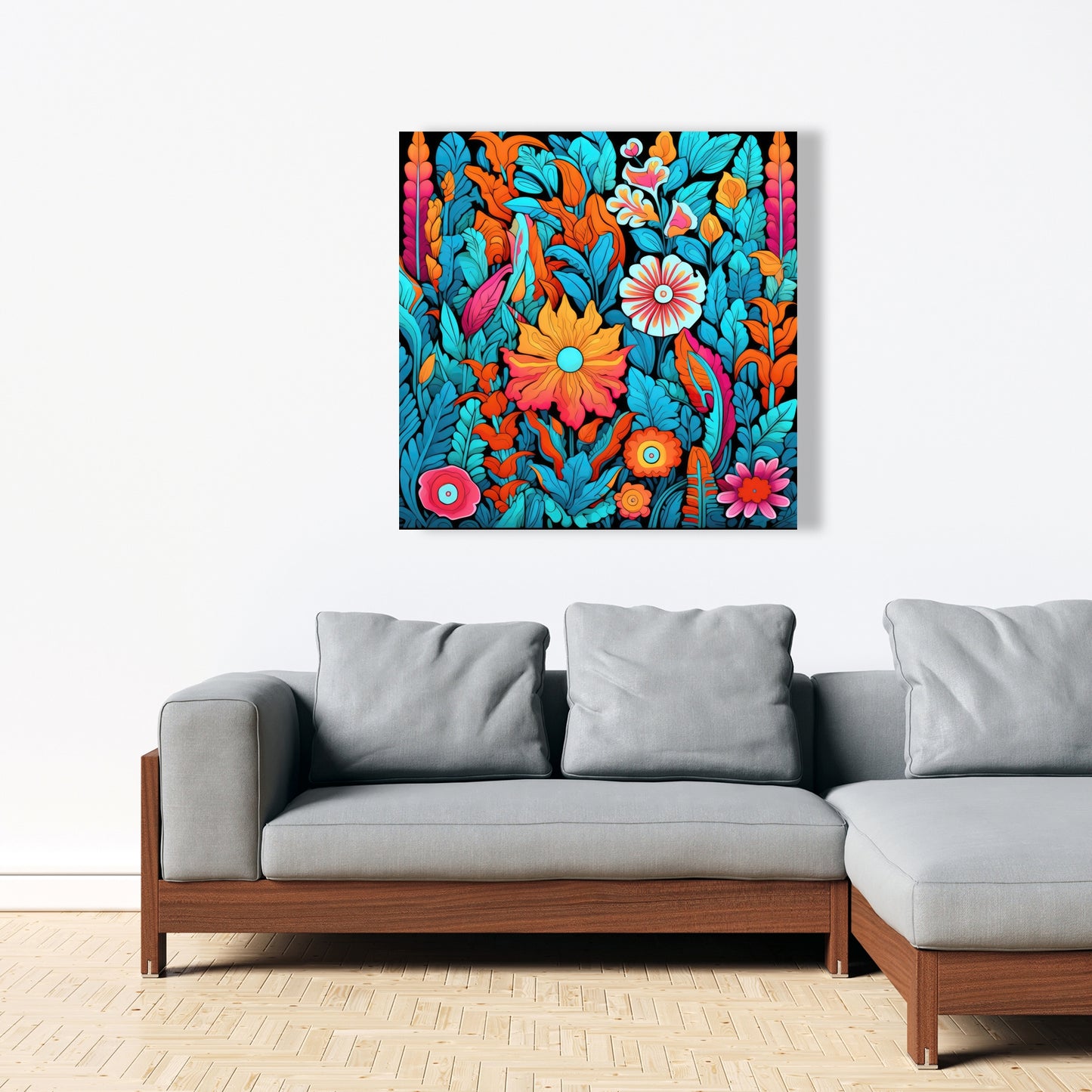 Floral Hues - Orange Canvas Art for Home Decor | Vibrant Design