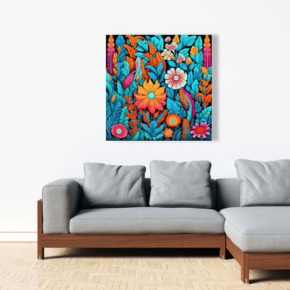 Floral Hues - Orange Canvas Art for Home Decor | Vibrant Design