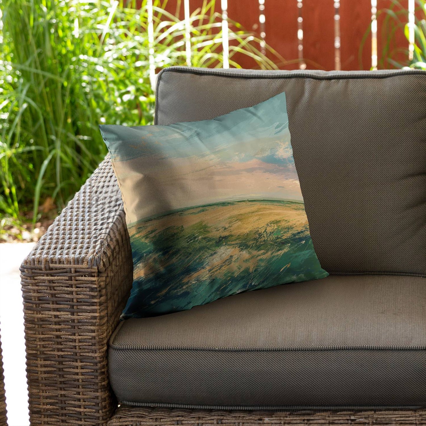 Evening in the field - Throw pillow - Print on demand