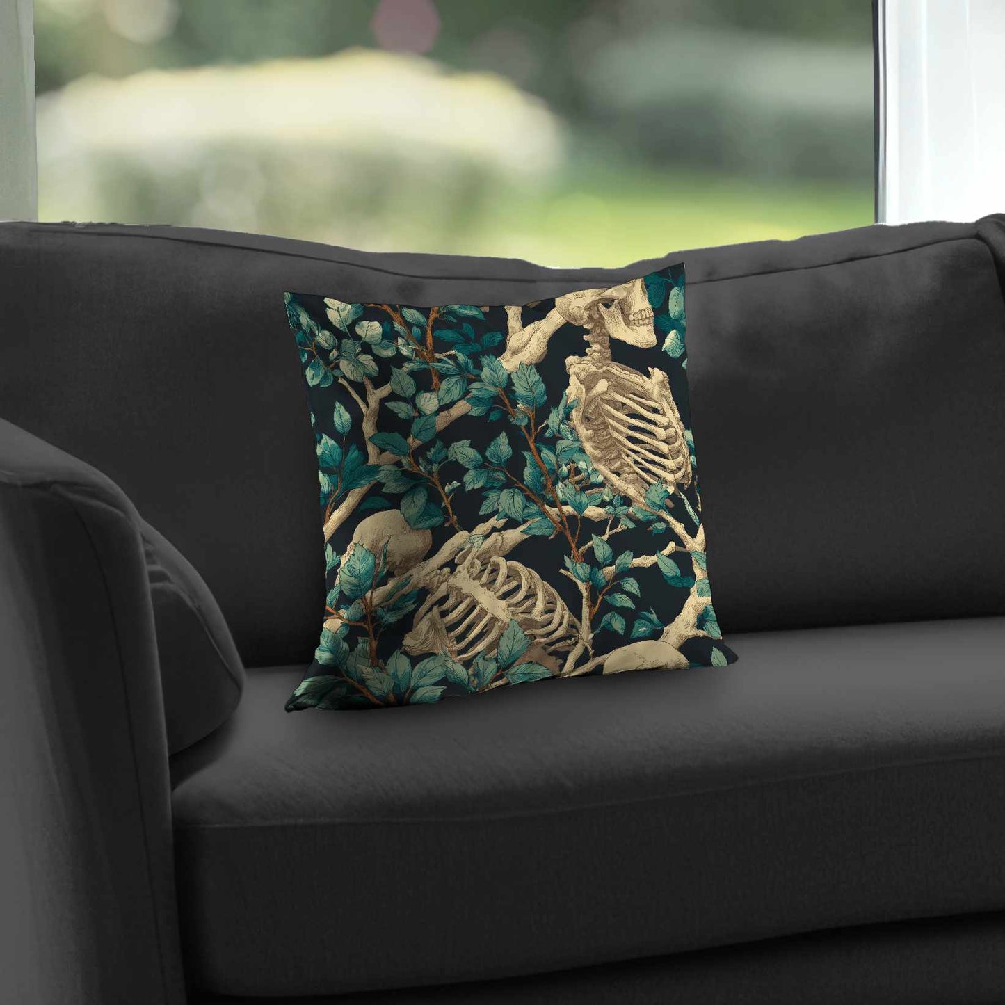 Sticks and Skulls Poly Twill Throw Pillow - Home Decor