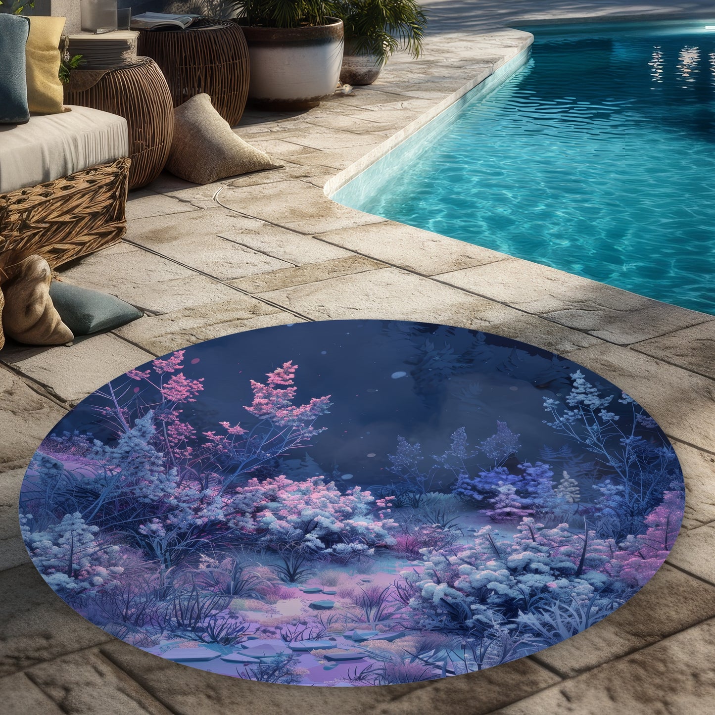 Tapis de zone rond de nuit froide pour une décoration intérieure douillette