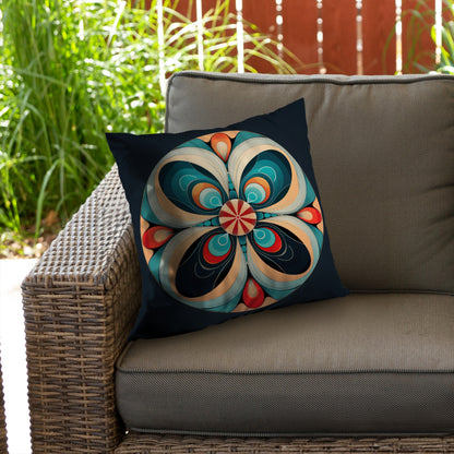 Concentric Turquoise Poly Twill Throw Pillow - Home Decor Insert