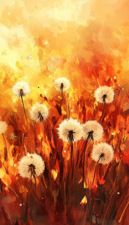 Dandelion Fire Red Tablecloth | Indoor Outdoor Home Decor