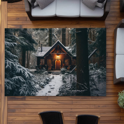 The lone cabin - Orange outdoor area rug for home decor