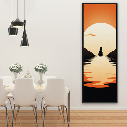 Running away - Orange Framed Canvas for Home Decor