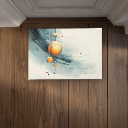 Hanging Planets Blue Indoor Outdoor Door Mat | Home Decor