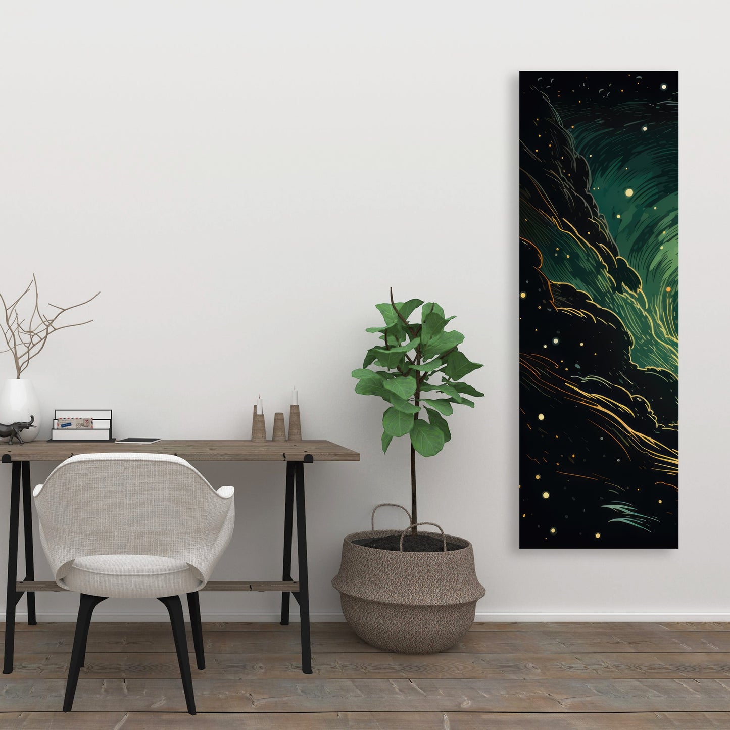 Turmoil in Space - Yellow Canvas Art for Home Decor
