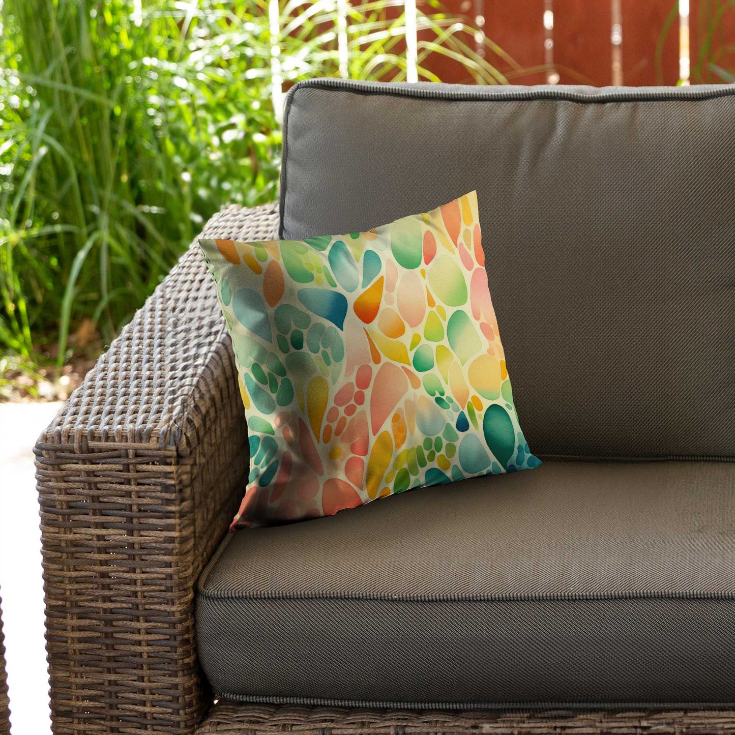 Coussin décoratif en sergé de polyester à motifs de fruits biologiques | Accessoire de décoration intérieure