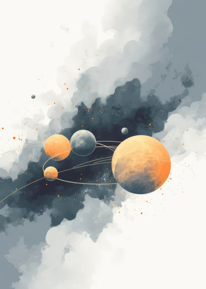 Circle of planets Gray bath mat - Stylish home decor accent