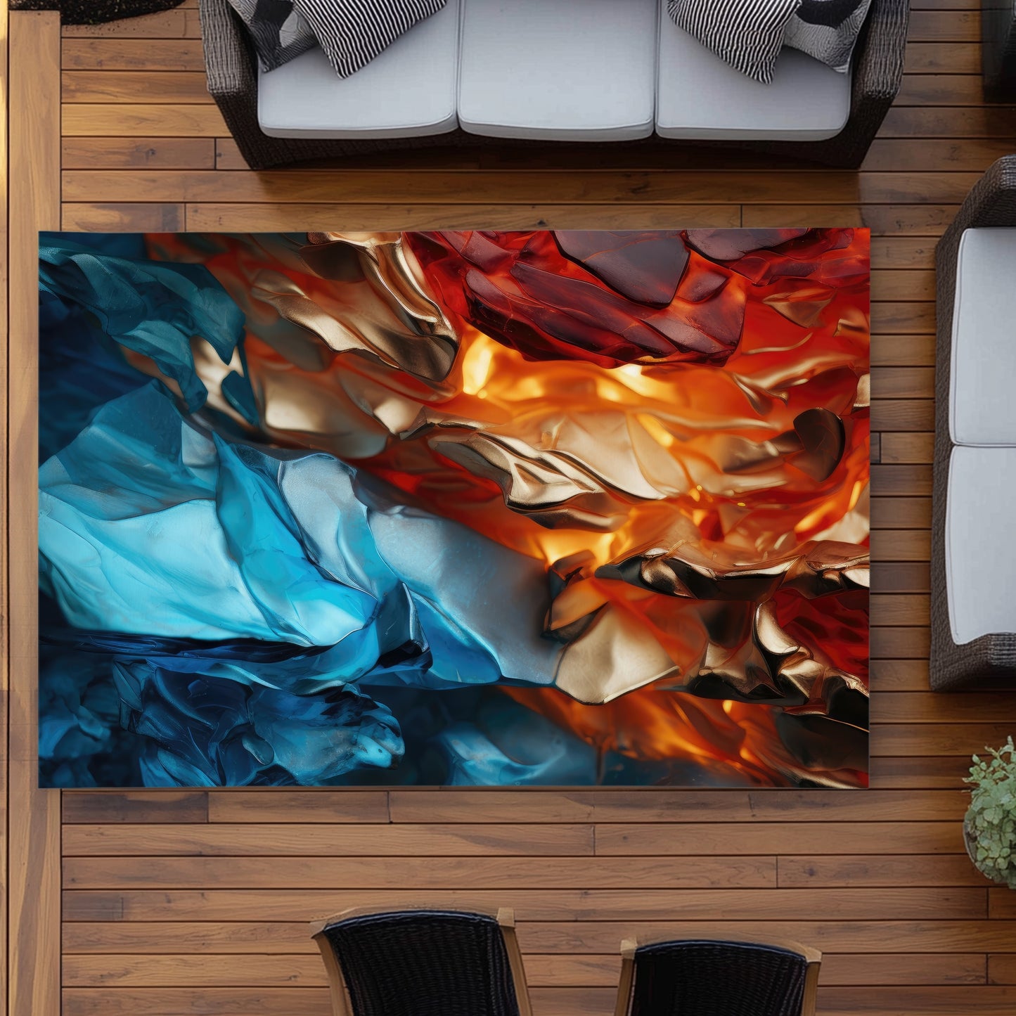 Mineral Contrast Blue Outdoor Area Rug | Home Decor Essentials