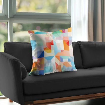 Coussin décoratif en sergé de polyester à motif géométrique - Cadence géométrique