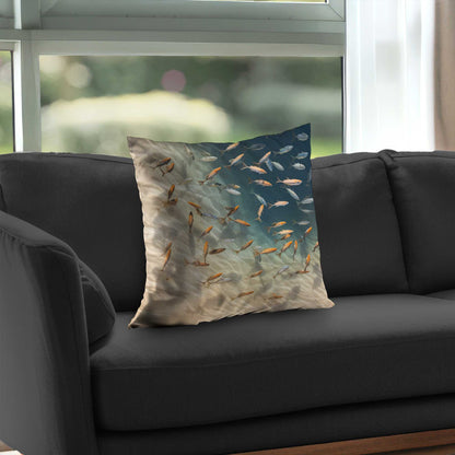 Away from the sand White Poly Twill Throw Pillow | Decor