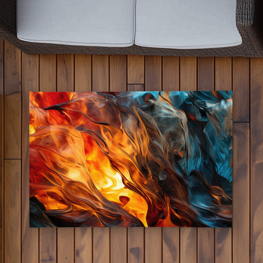 Crystallized Fire - Blue Outdoor Area Rug for Home Decor