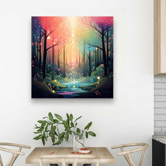 Magical Forest - Black Canvas Decor for Enchanted Spaces