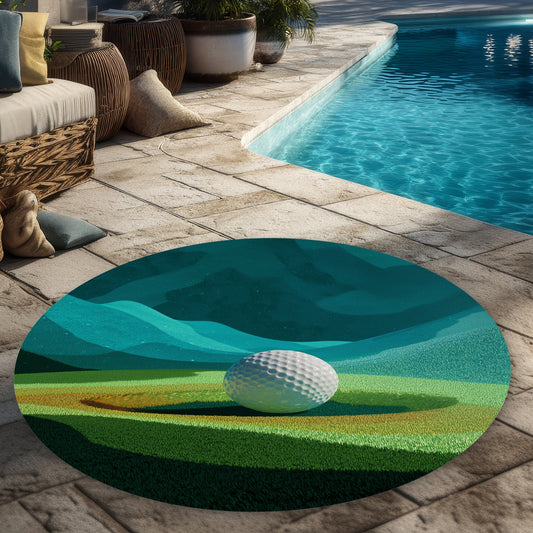 Tapis d'extérieur rond Landing | Accent de décoration élégant