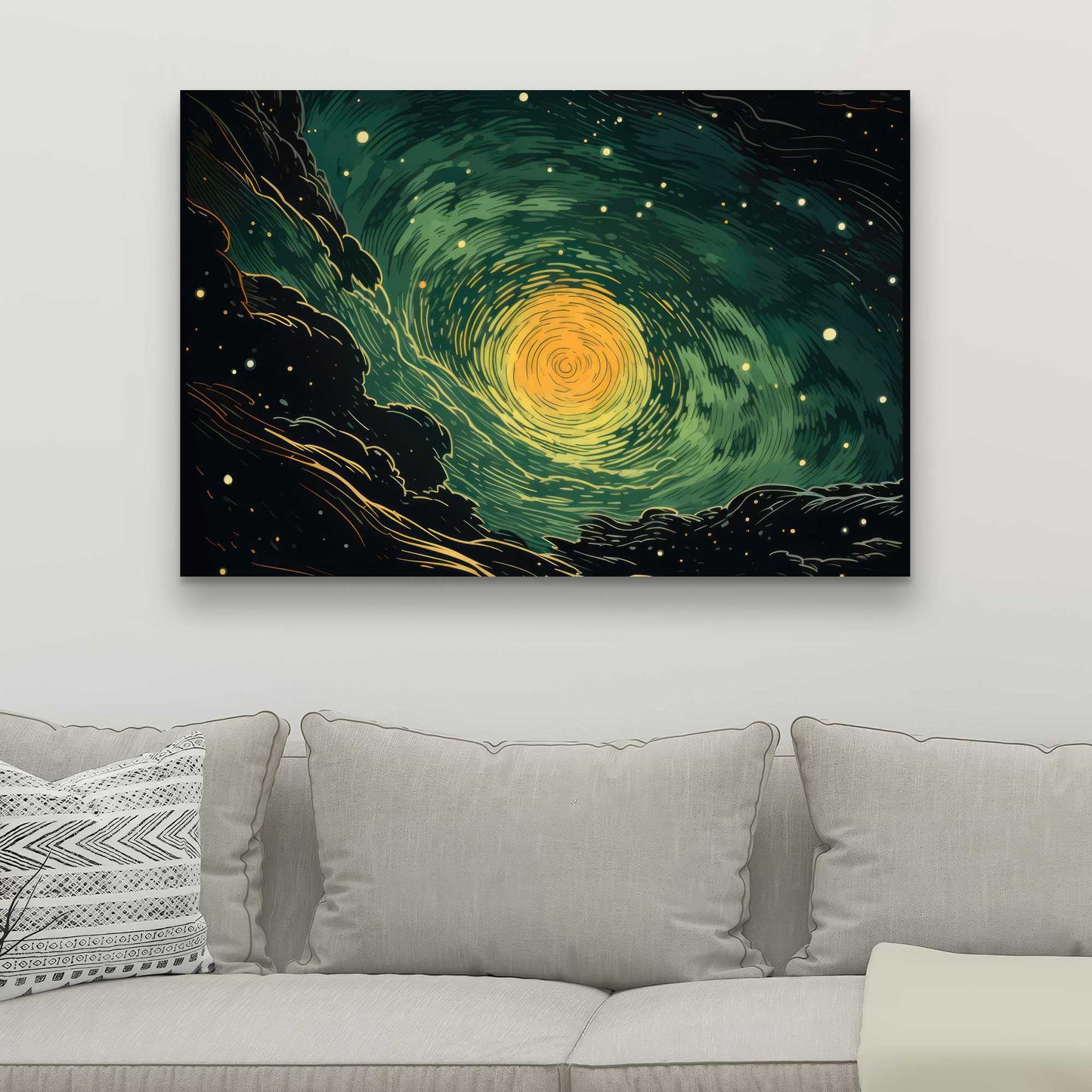 Turmoil in Space - Yellow Canvas Art for Home Decor