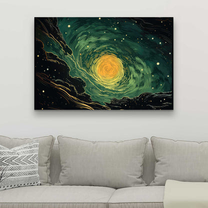 Turmoil in Space - Yellow Canvas Art for Home Decor