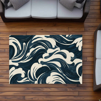 Tapis d'extérieur Midnight Ocean Flow | Accessoire de décoration élégant pour la maison