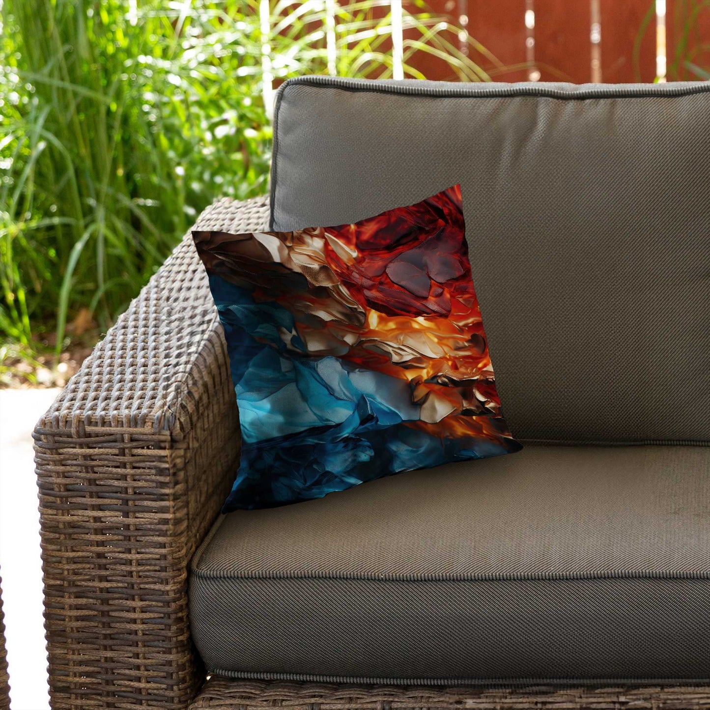 Coussin décoratif en sergé de polyester à contraste minéral - Accessoire de décoration intérieure