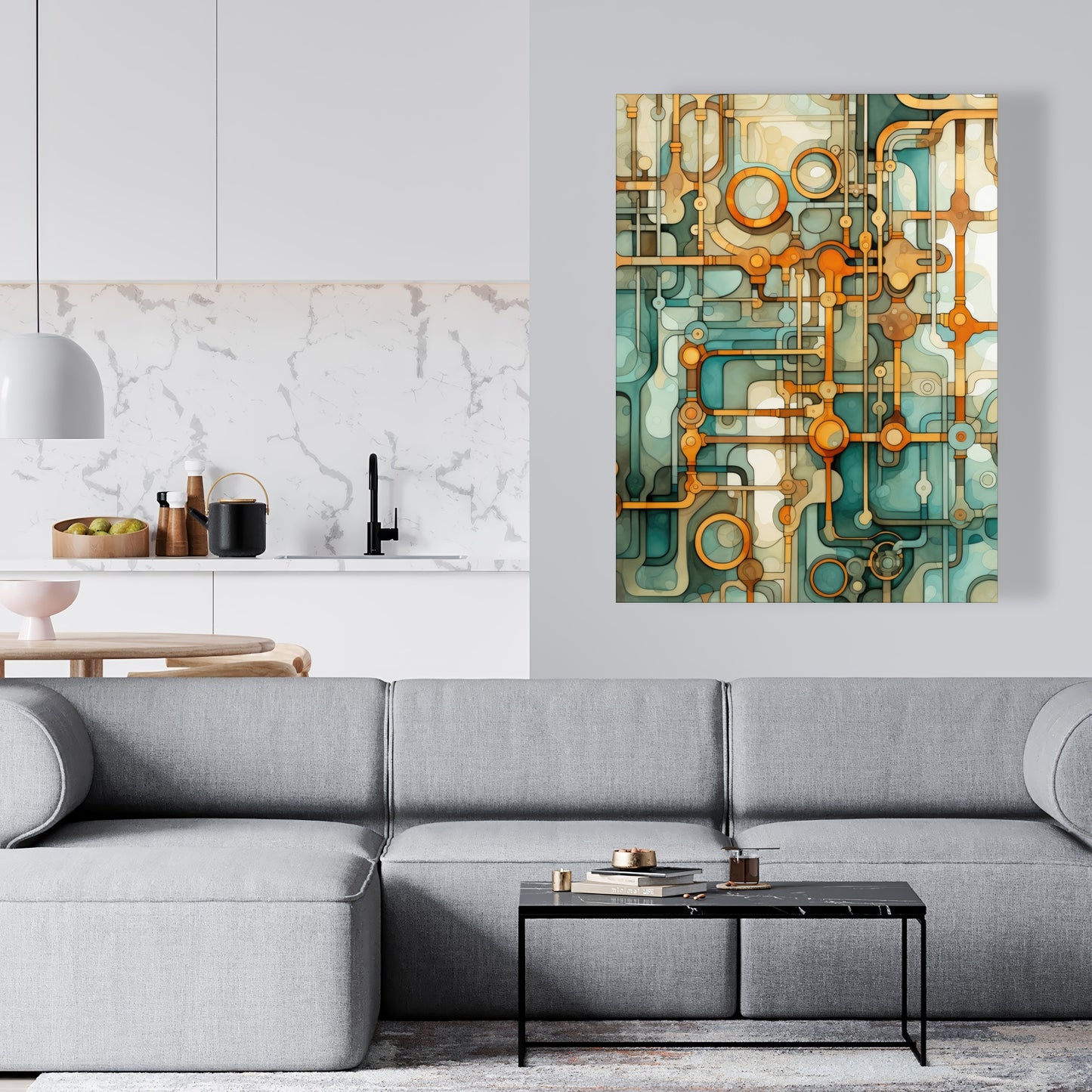 Turns and bends - Turquoise Canvas for Home Decor | Art