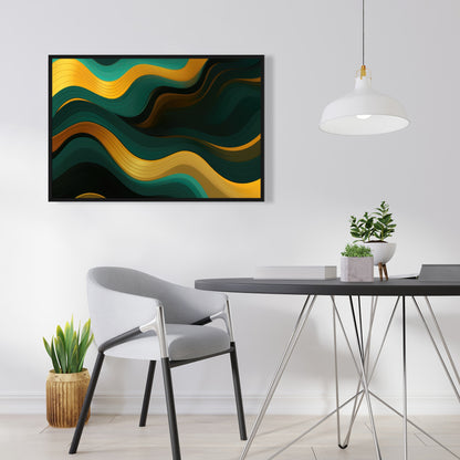 Golden Harmony - Gold Framed Canvas for Elegant Home Decor