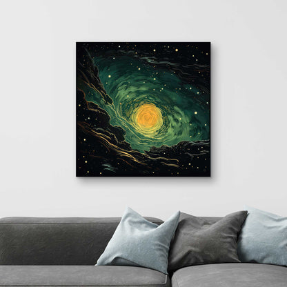 Turmoil in Space - Yellow Canvas Art for Home Decor