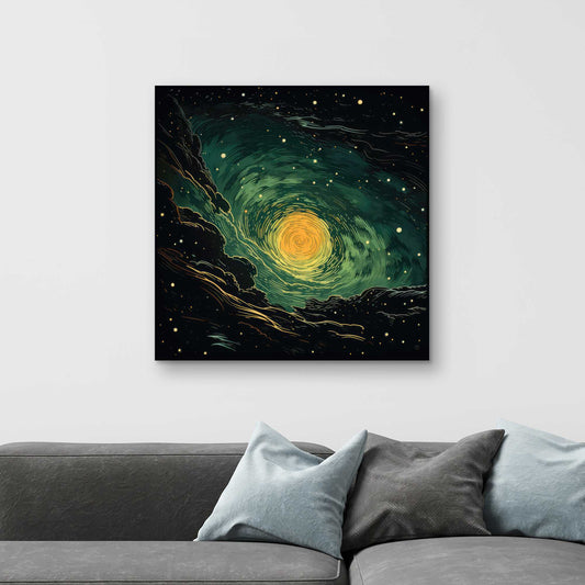 Turmoil in Space - Yellow Canvas Art for Home Decor