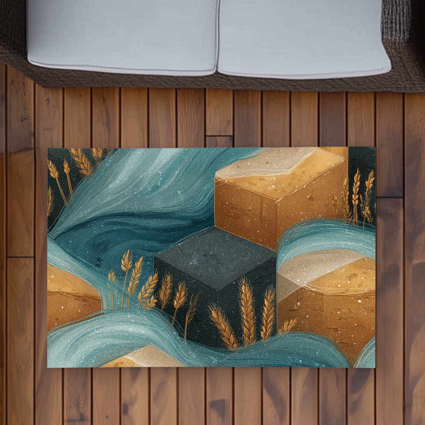 Tapis d'extérieur Golden Harvest Flow | Décoration d'intérieur élégante