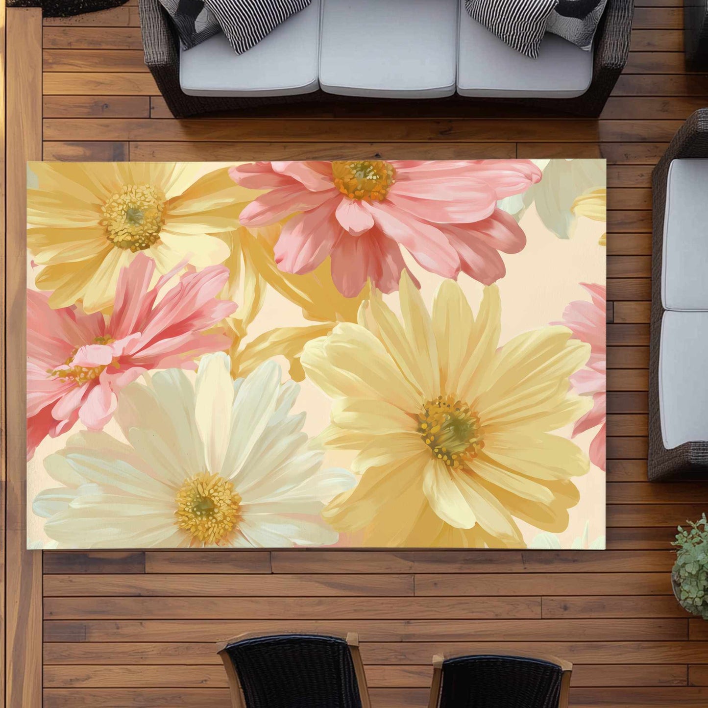 Tapis d'extérieur Sunlit Daisy Dream | Accessoire de décoration intérieure