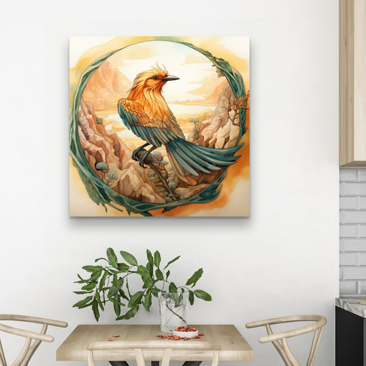 Perched bird - 32"x32" Canvas
