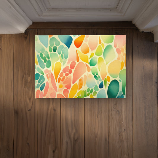 Organic Fruits Turquoise Indoor Outdoor Door Mat | Decor