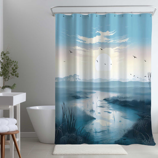 The Marsh White Shower Curtain - Elegant Home Decor Accent