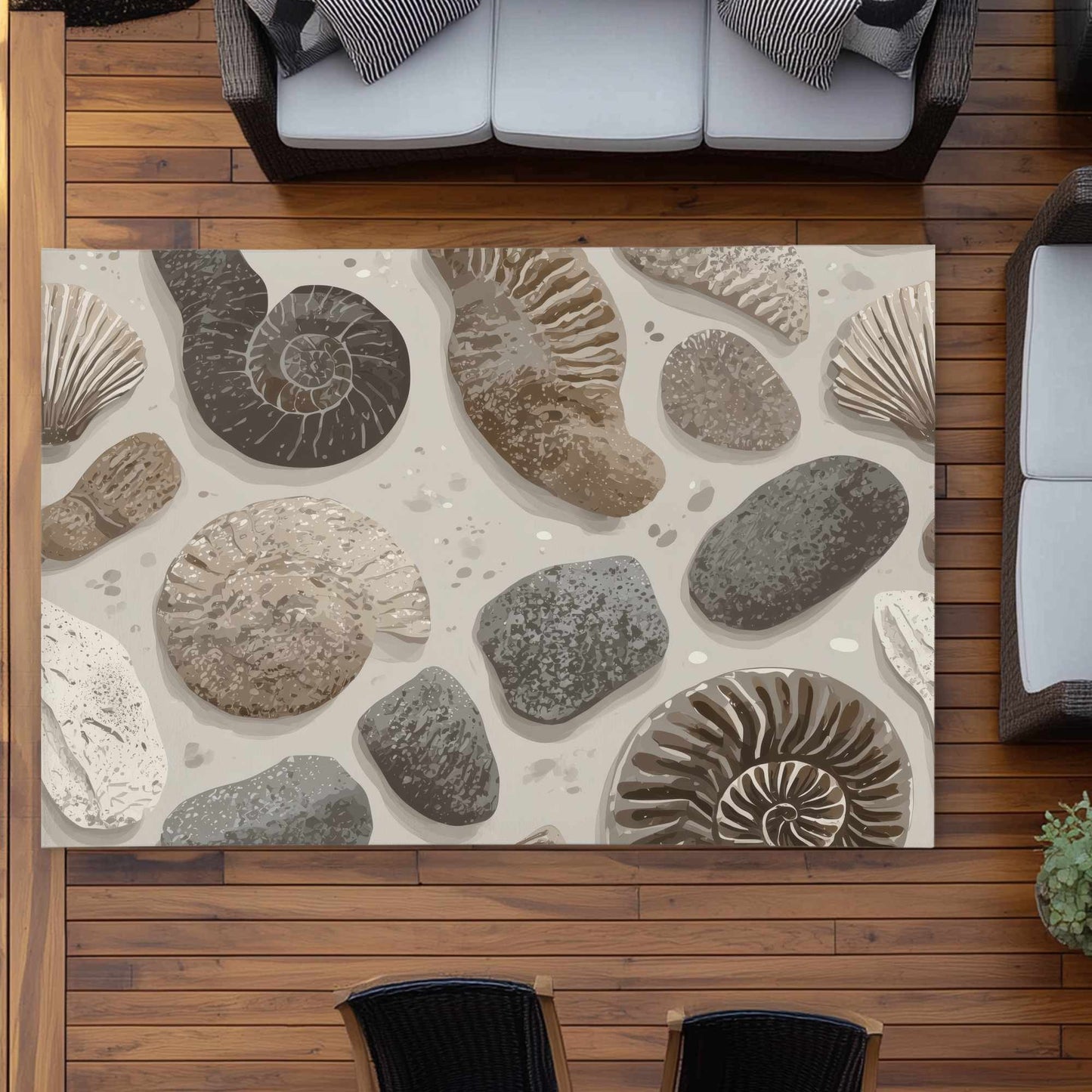 Tapis d'extérieur intemporel Fossil Flow | Décoration intérieure élégante