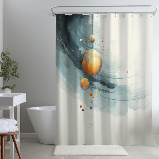 Hanging Planets White Shower Curtain | Home Decor Accent