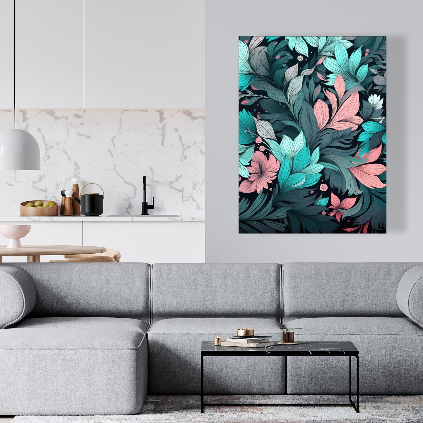 Neon Leaves - Pink Canvas Art for Stylish Home Decor