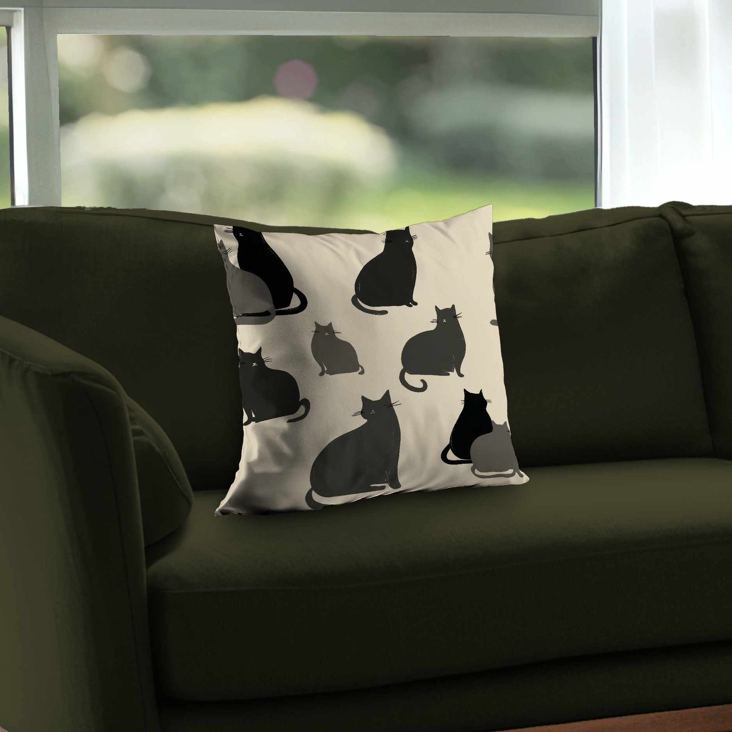 Coussin décoratif en sergé poly Collection « Silent Cat »