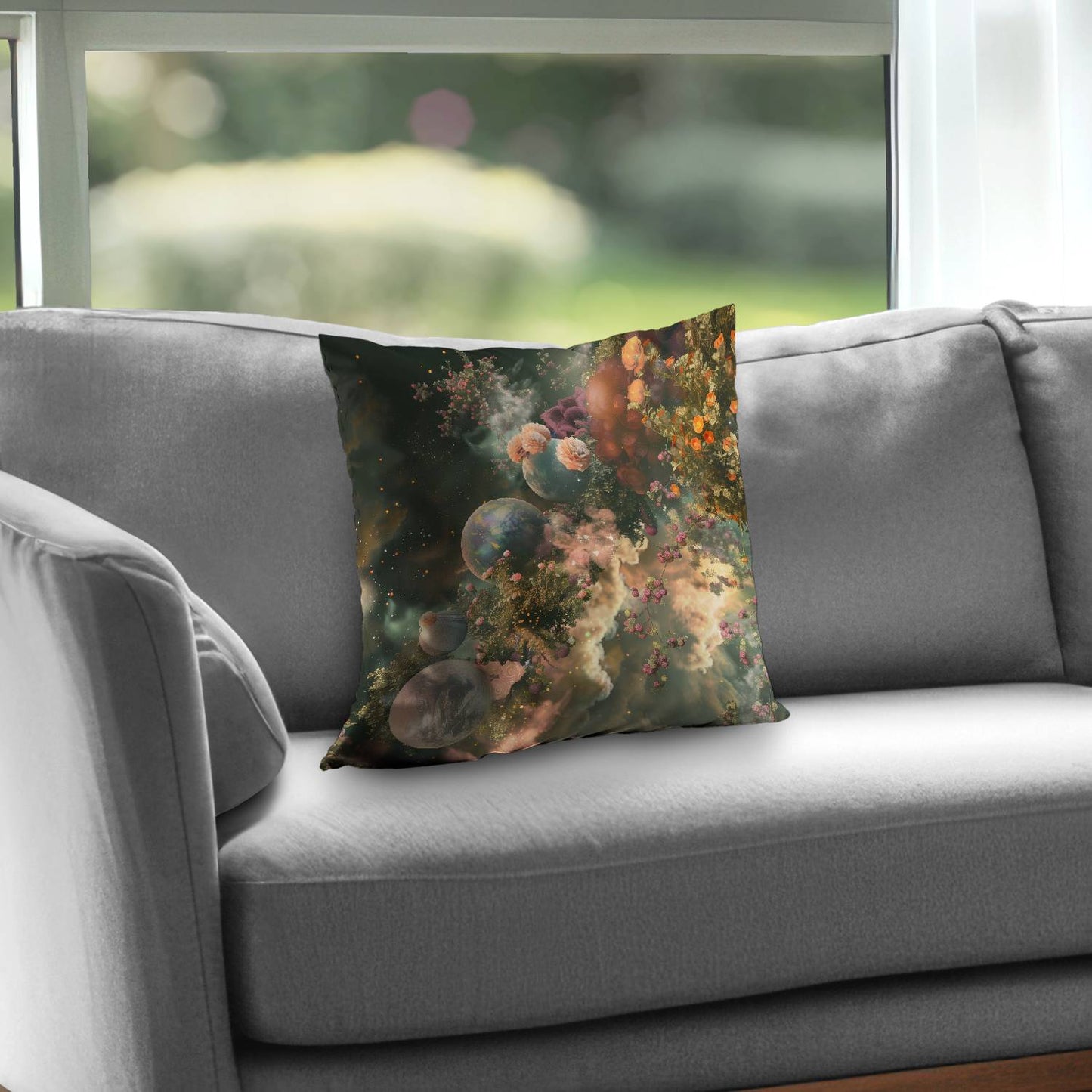 Bloom space - Throw pillow - Print on demand