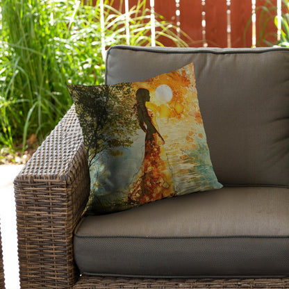 Peaceful Sun Green Poly Twill Throw Pillow | Home Decor Insert