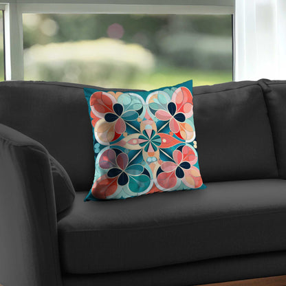 Coussin décoratif Mandala en sergé de polyester - Accessoire de décoration unique pour la maison