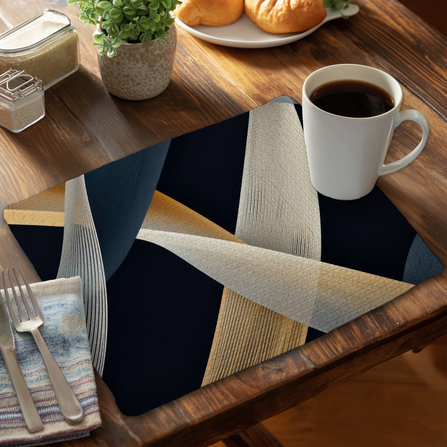 Ropes of Destiny - Gray Braided Polyester Placemat for Decor