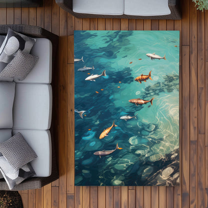 Swim Ahead White Outdoor Area Rug | Stylish Home Decor