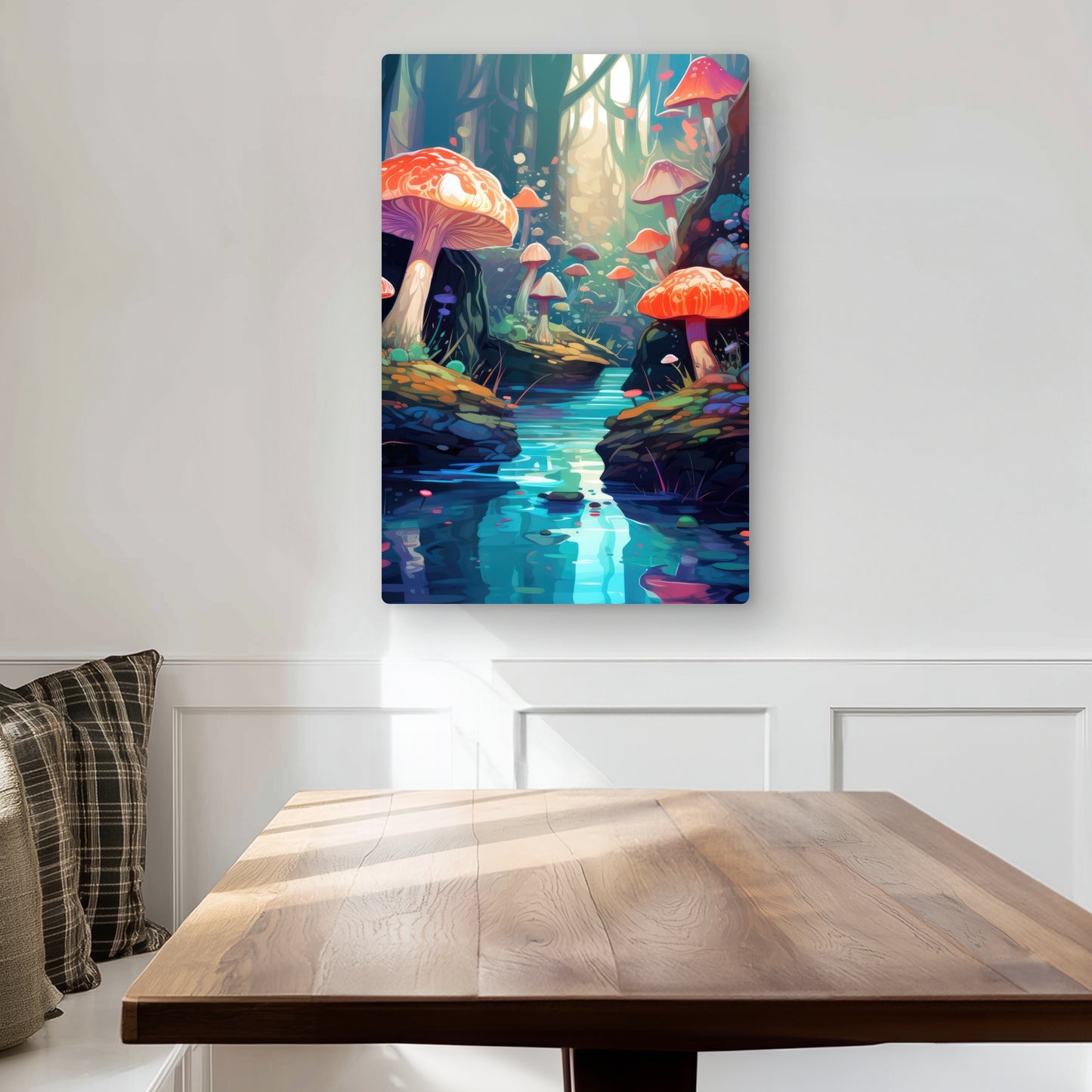 Whimsical Forest - Blue Metal Print for Home Decor
