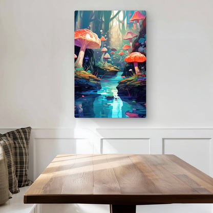 Whimsical Forest - Blue Metal Print for Home Decor