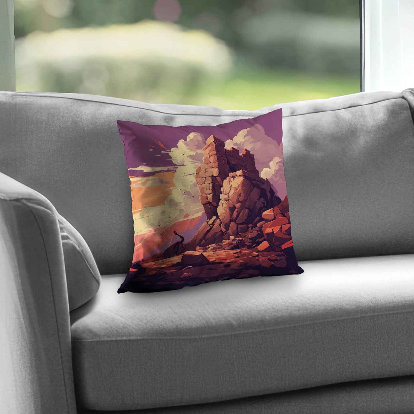 Standing above - Throw pillow - Print on demand