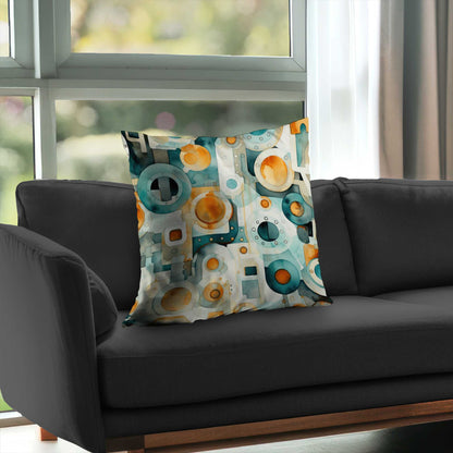 Decomposed Porthole Turquoise Poly Twill Throw Pillow | Insert