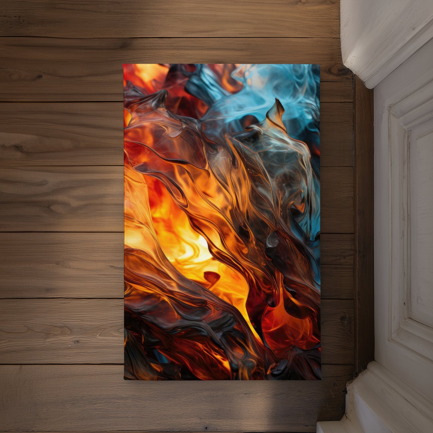 Crystallized Fire Black Indoor Outdoor Door Mat | Home Decor