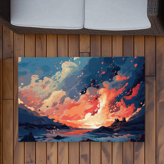 Magma Does Not Wait - Blue Outdoor Area Rug for Home Decor